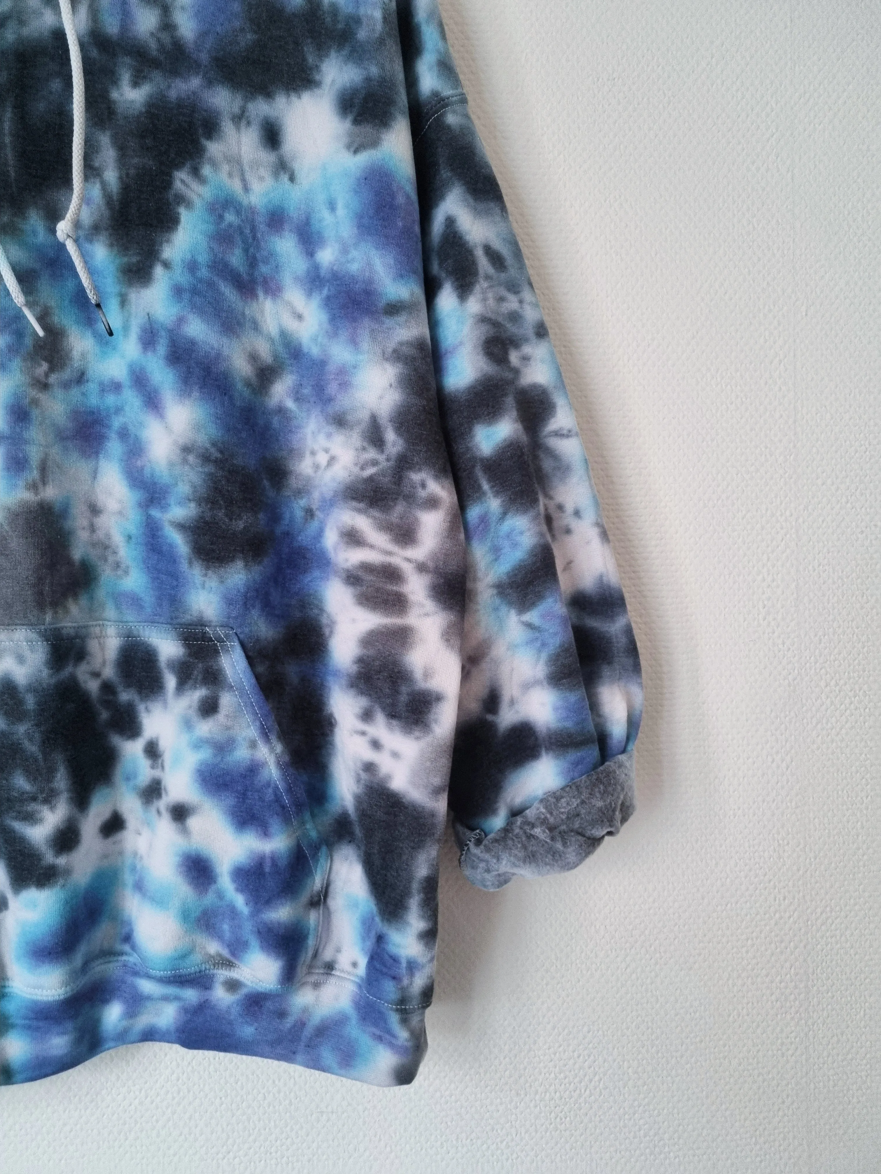 Hand Designed Dark Blue Gray Galaxy Tie-Dye Hoodie
