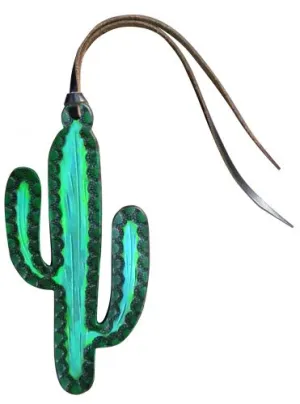 Hand painted cactus tie on saddle accessory