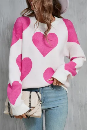 Hazel Blues® |  Angel Wings Contrast Heart Dropped Shoulder Long Sleeve Sweater