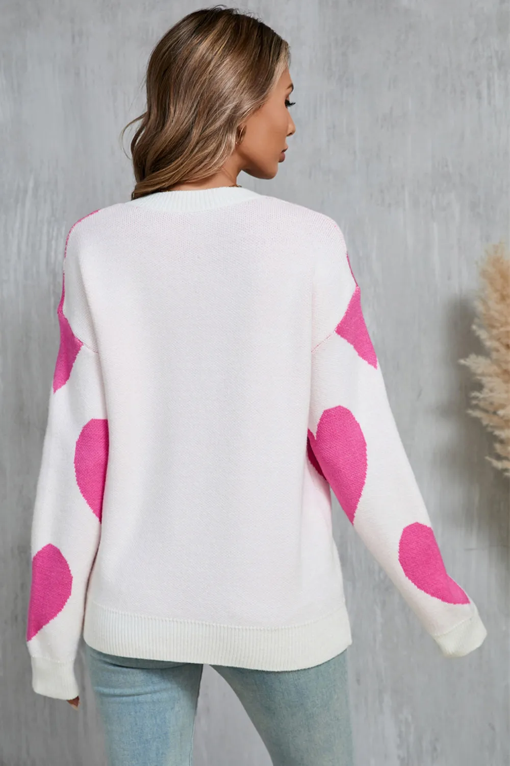 Hazel Blues® |  Angel Wings Contrast Heart Dropped Shoulder Long Sleeve Sweater