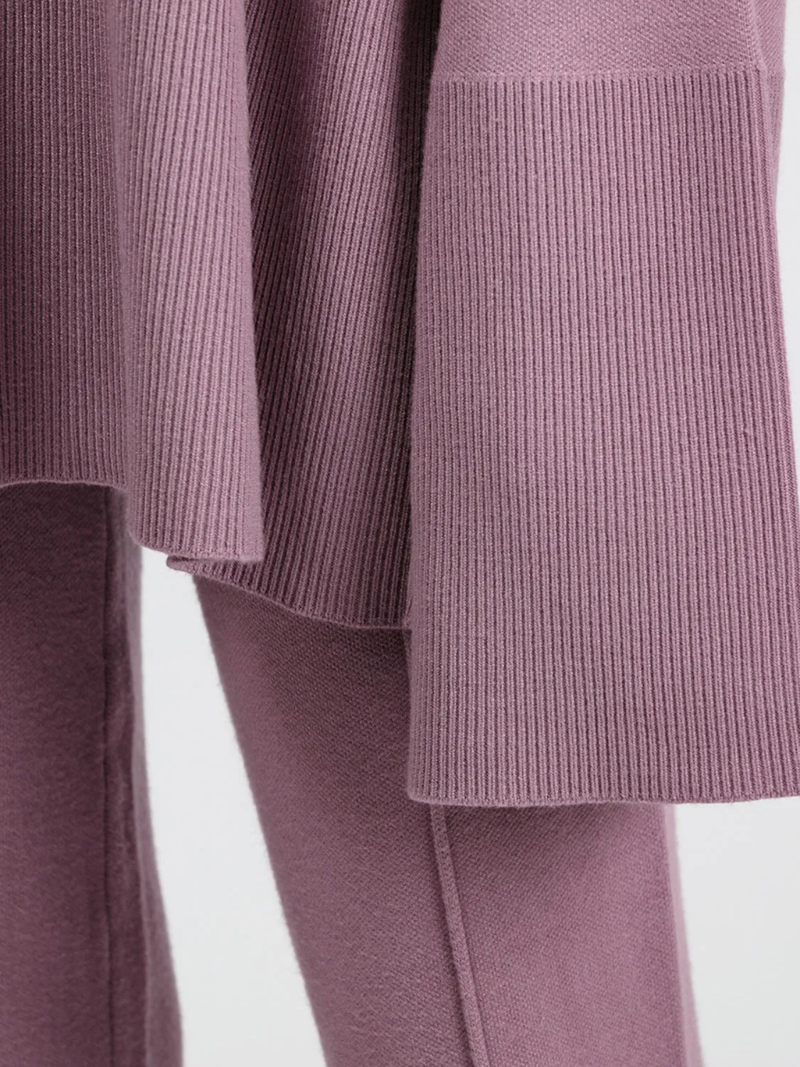 Hazel Blues® |  Basic Bae Slit Round Neck Long Sleeve Top and Drawstring Pants Sweater Set