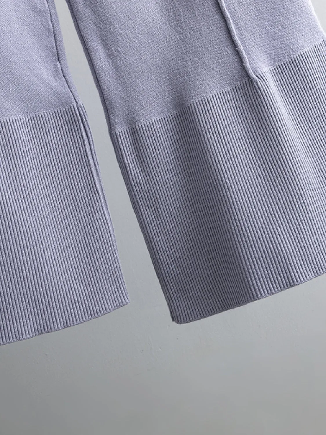Hazel Blues® |  Basic Bae Slit Round Neck Long Sleeve Top and Drawstring Pants Sweater Set