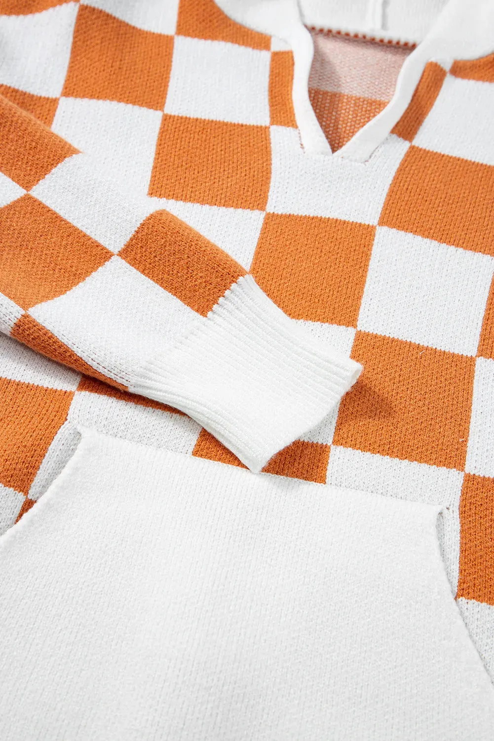 Hazel Blues® |  Checkered Long Sleeve Hooded Sweater