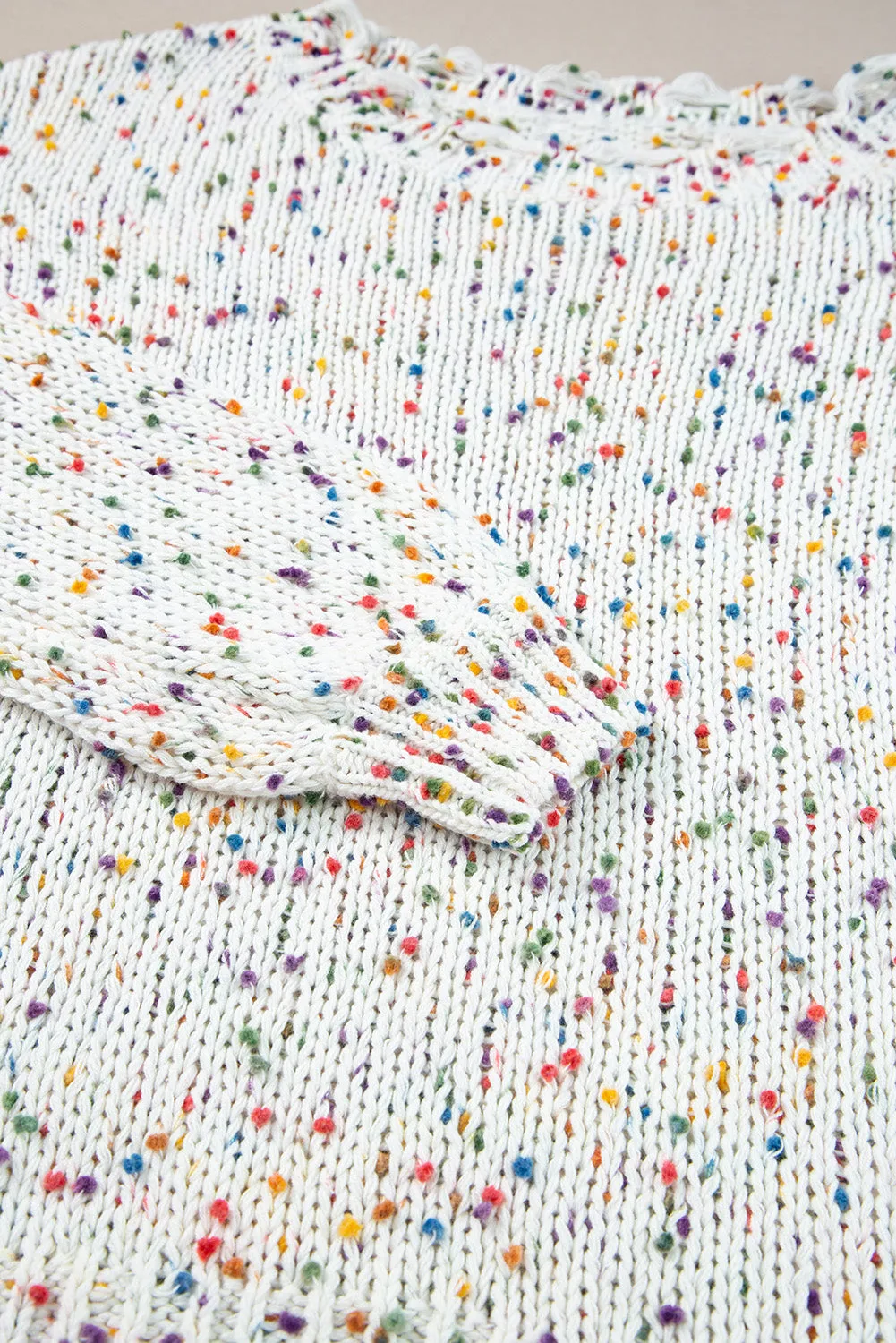 Hazel Blues® |  Confetti Round Neck Dropped Shoulder Sweater