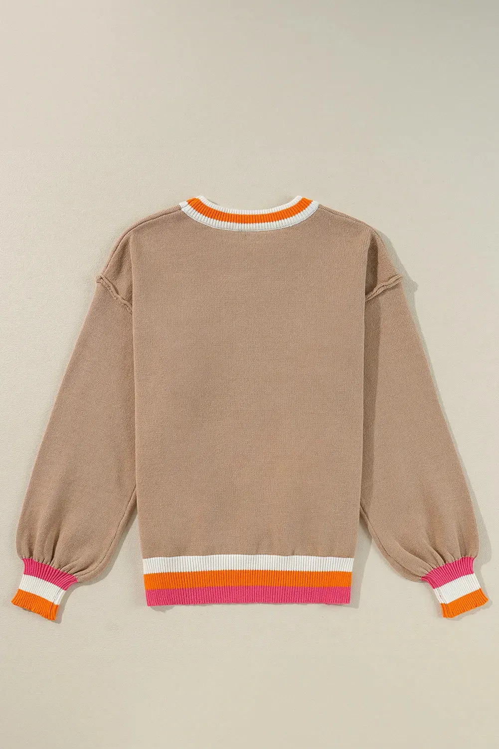 Hazel Blues® |  Contrast Round Neck Long Sleeve Sweater