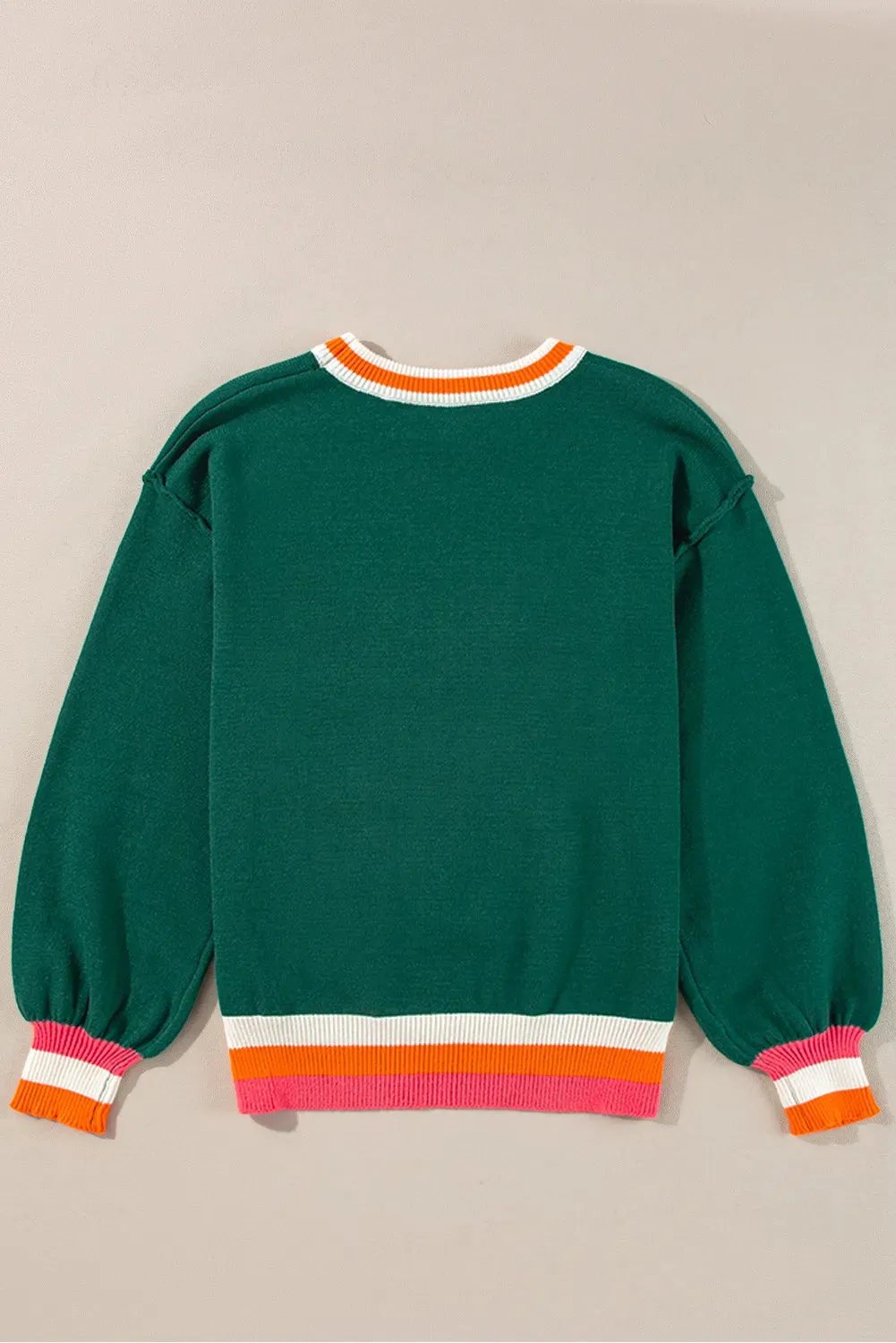 Hazel Blues® |  Contrast Round Neck Long Sleeve Sweater