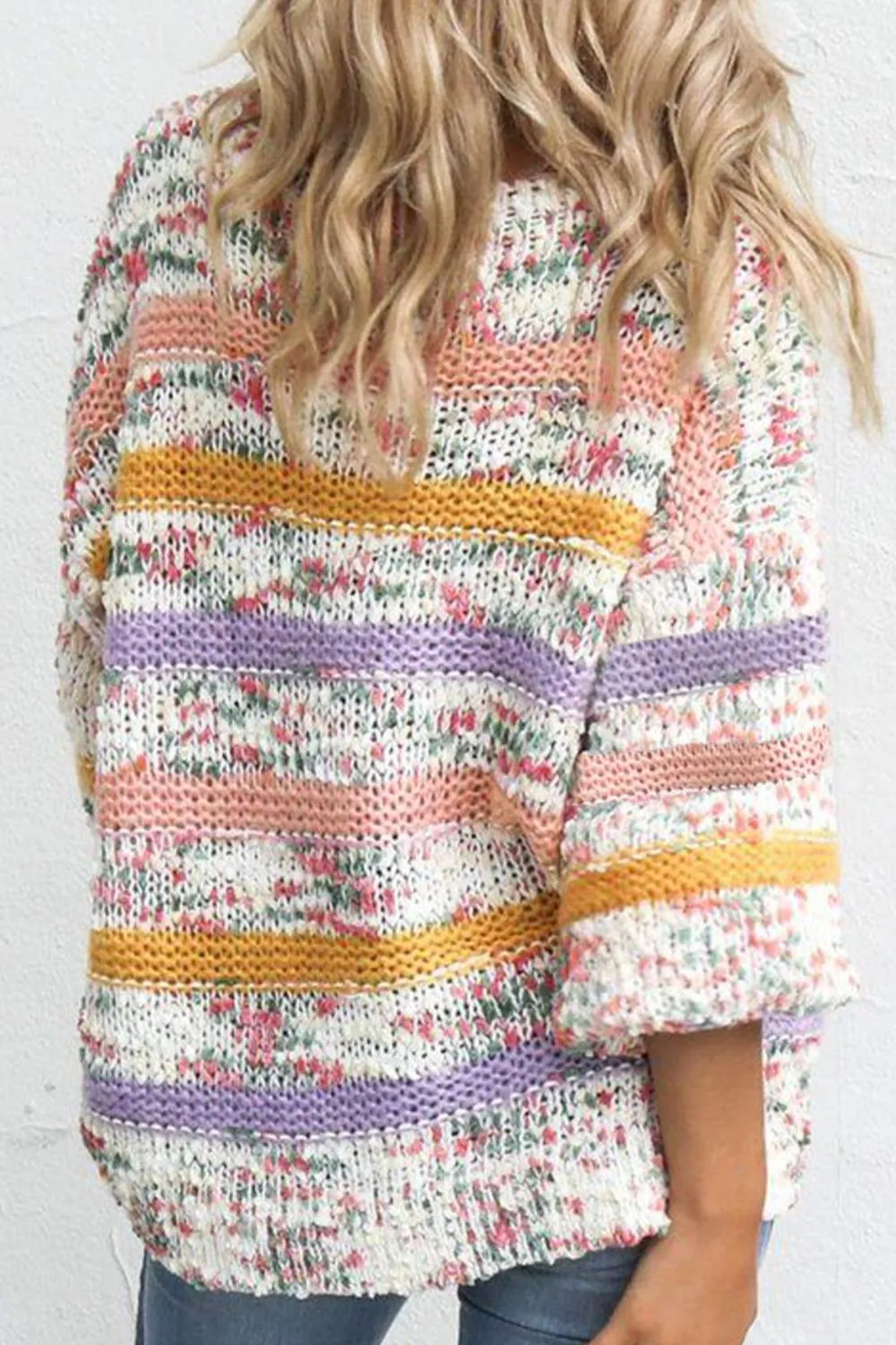 Hazel Blues® |  Contrast Stripes Round Neck Long Sleeve Sweater