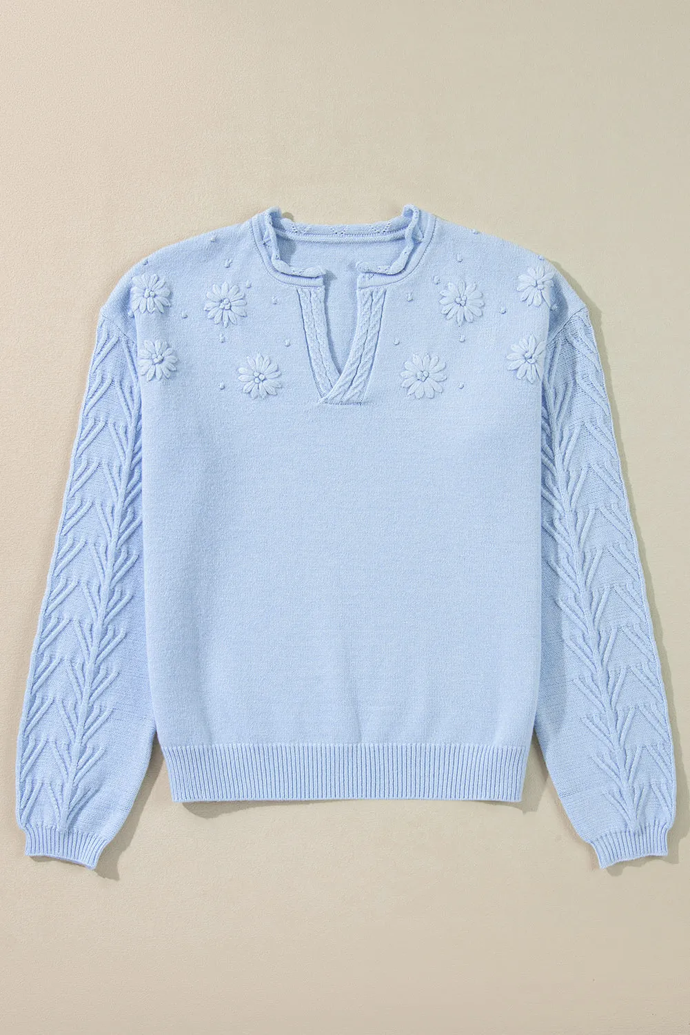 Hazel Blues® |  Daisy Notched Long Sleeve Sweater