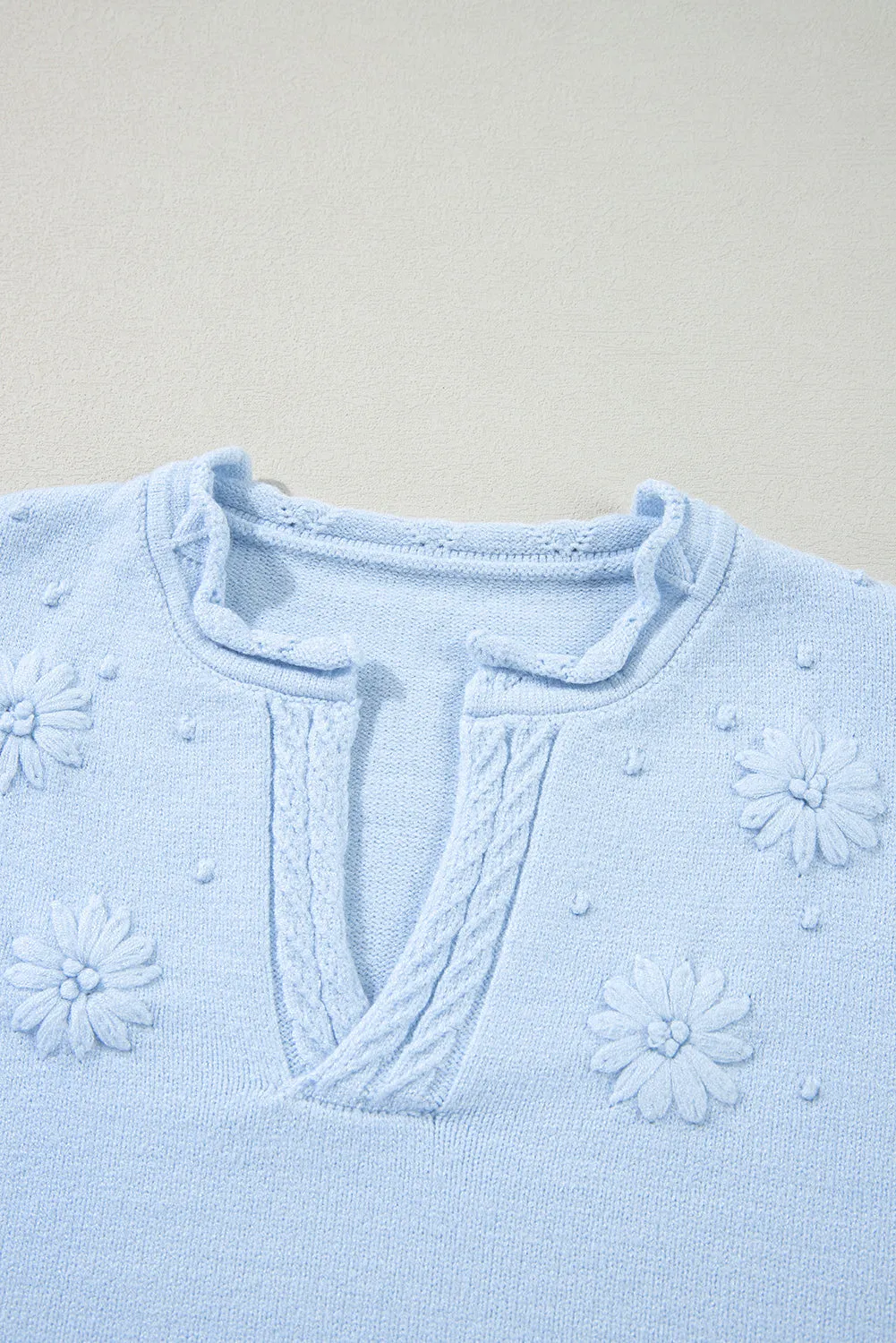 Hazel Blues® |  Daisy Notched Long Sleeve Sweater