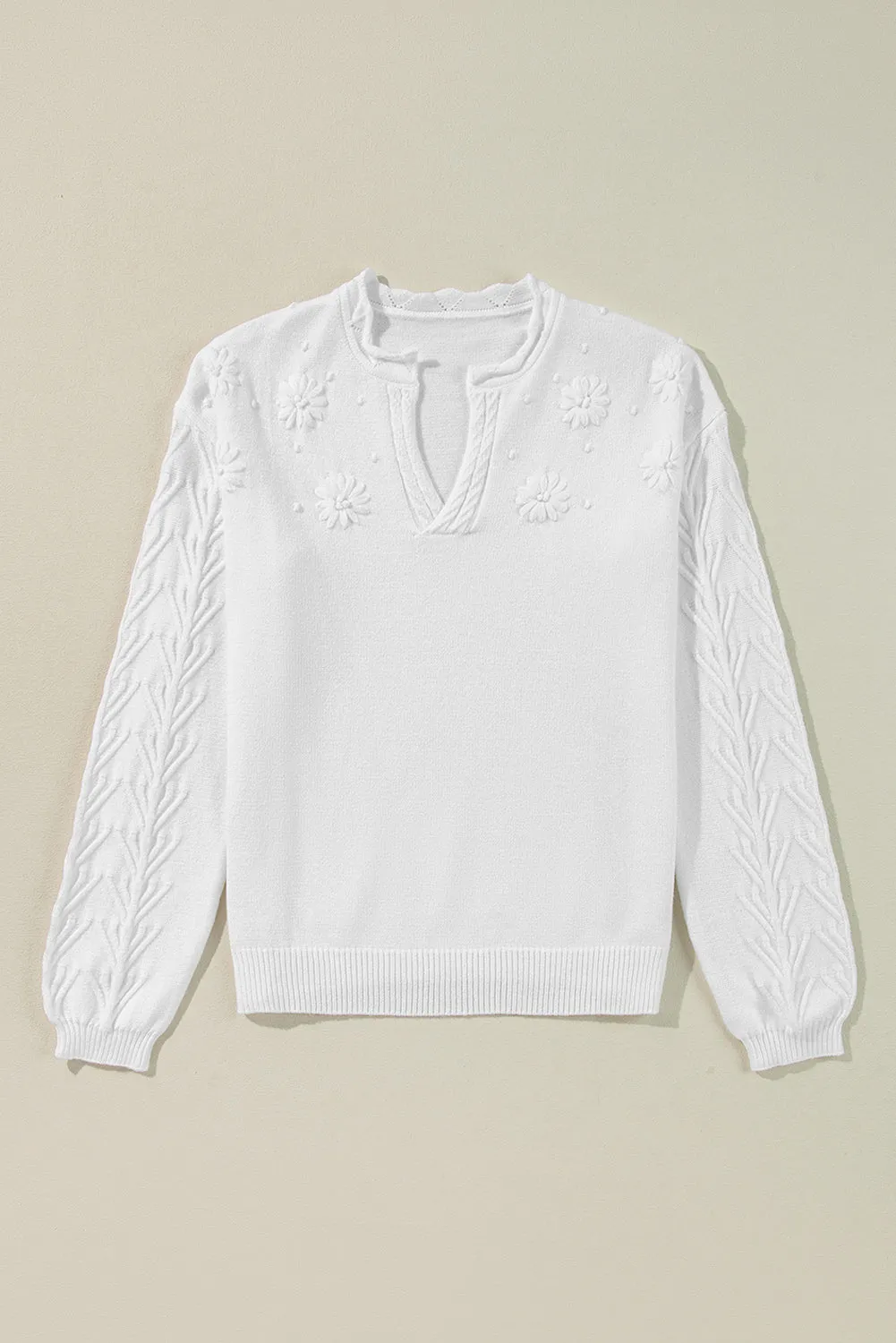 Hazel Blues® |  Daisy Notched Long Sleeve Sweater