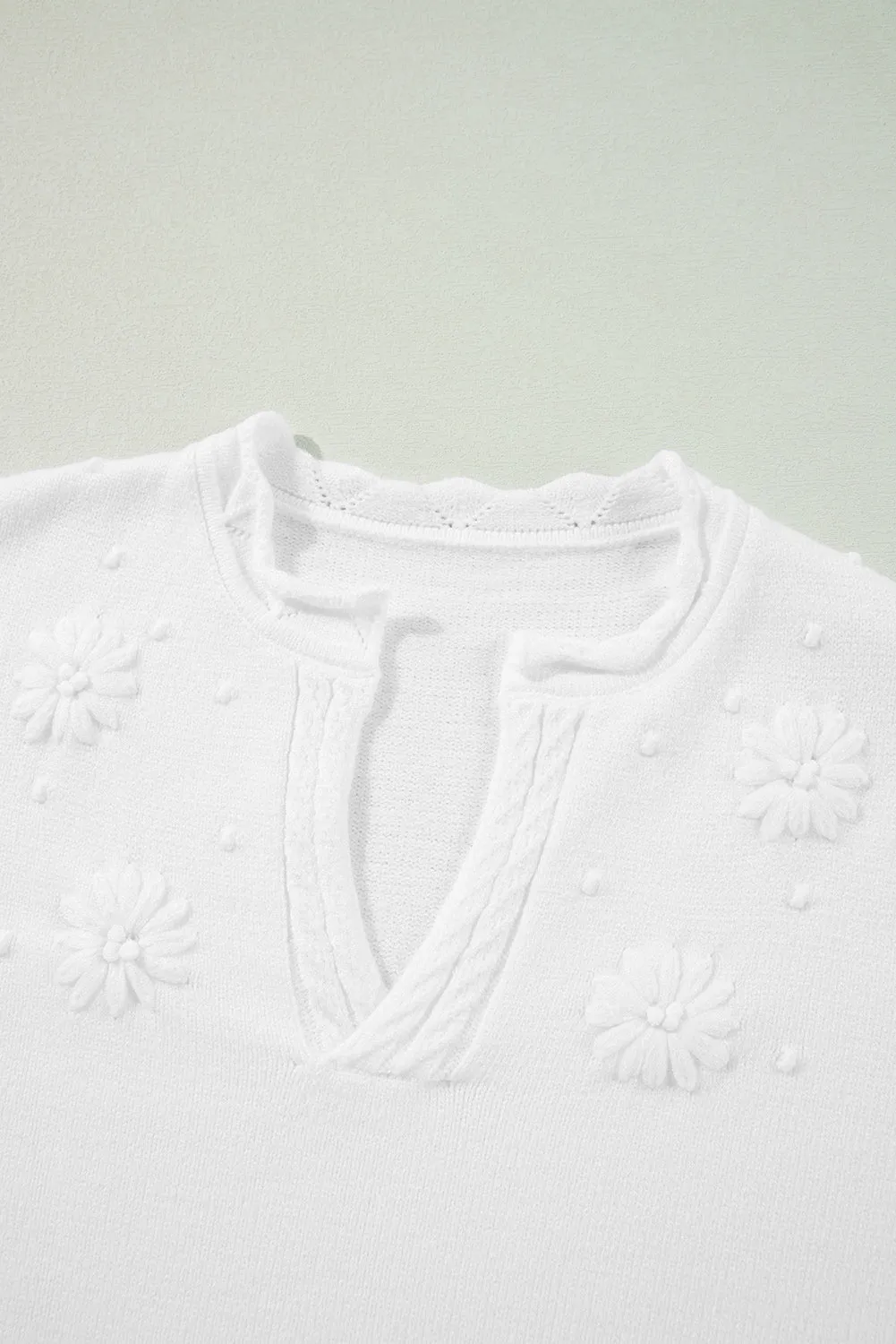 Hazel Blues® |  Daisy Notched Long Sleeve Sweater