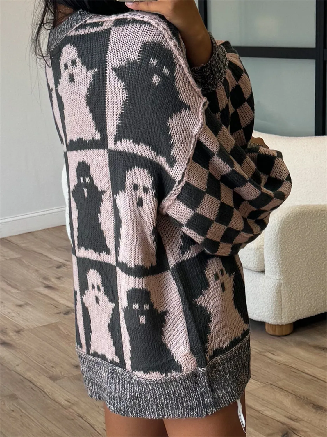 Hazel Blues® |  Ghost Dropped Shoulder Long Sleeve Sweater