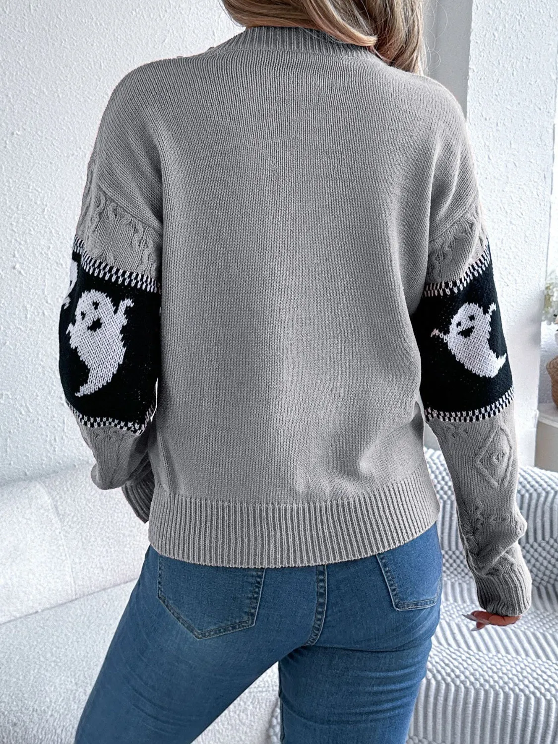 Hazel Blues® |  Ghost Round Neck Long Sleeve Sweater