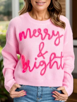 Hazel Blues® |  Letter Round Neck Long Sleeve Sweater