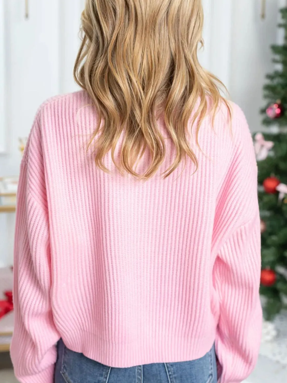 Hazel Blues® |  Letter Round Neck Long Sleeve Sweater