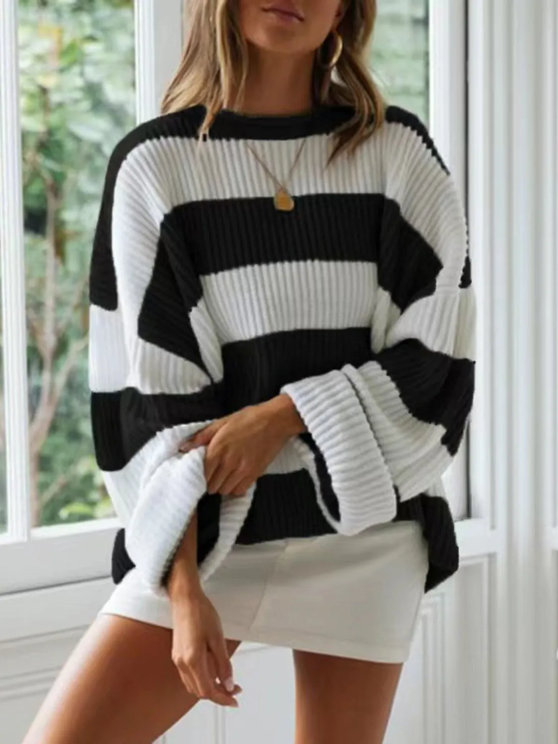 Hazel Blues® |  Round Neck Long Sleeve Sweater