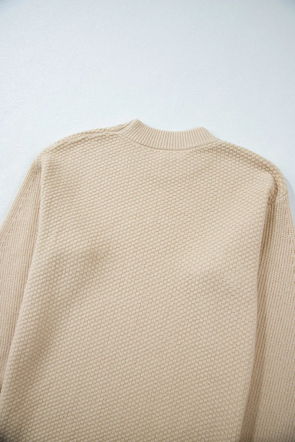 Hazel Blues® |  Slit Cuff Round Neck Long Sleeve Sweater