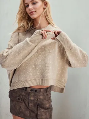 Hazel Blues® |  Slit Round Neck Long Sleeve Sweater