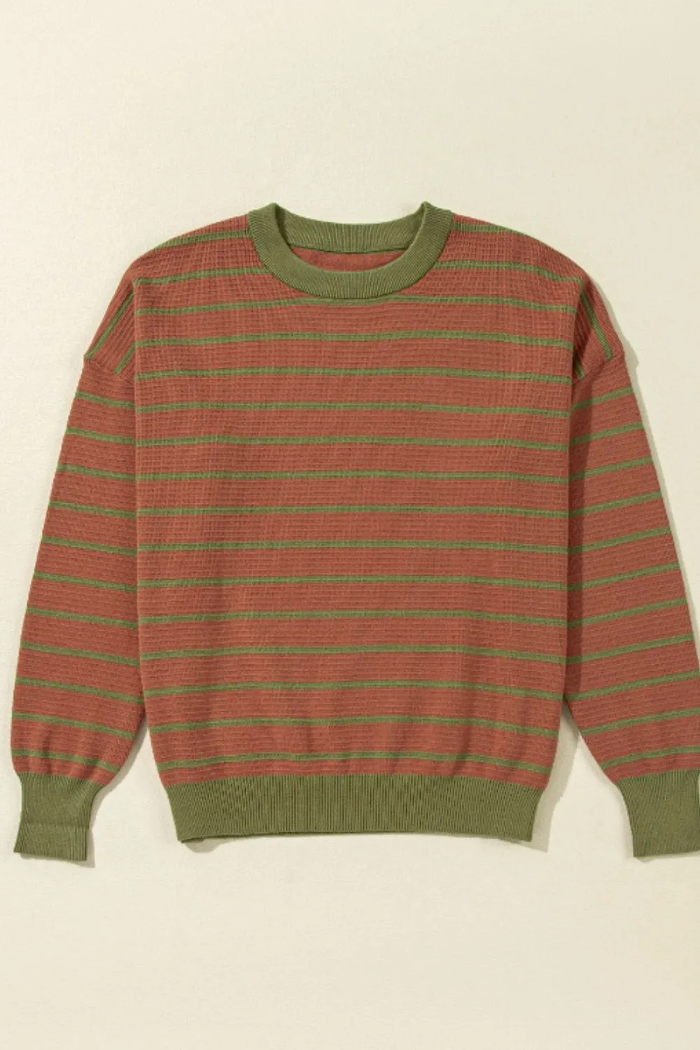 Hazel Blues® |  Striped Round Neck Long Sleeve Sweater