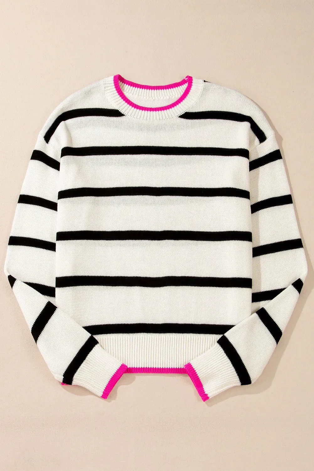 Hazel Blues® |  Striped Round Neck Long Sleeve Sweater