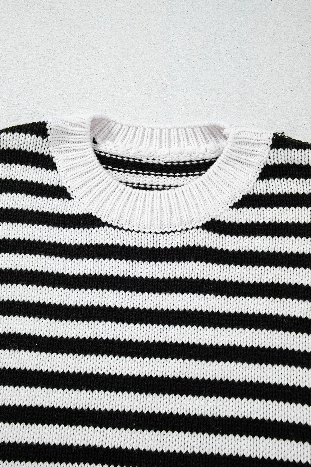 Hazel Blues® |  Striped Round Neck Long Sleeve Sweater