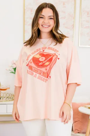 Heart Skips a Beat Boyfriend Tee, Cream Pink
