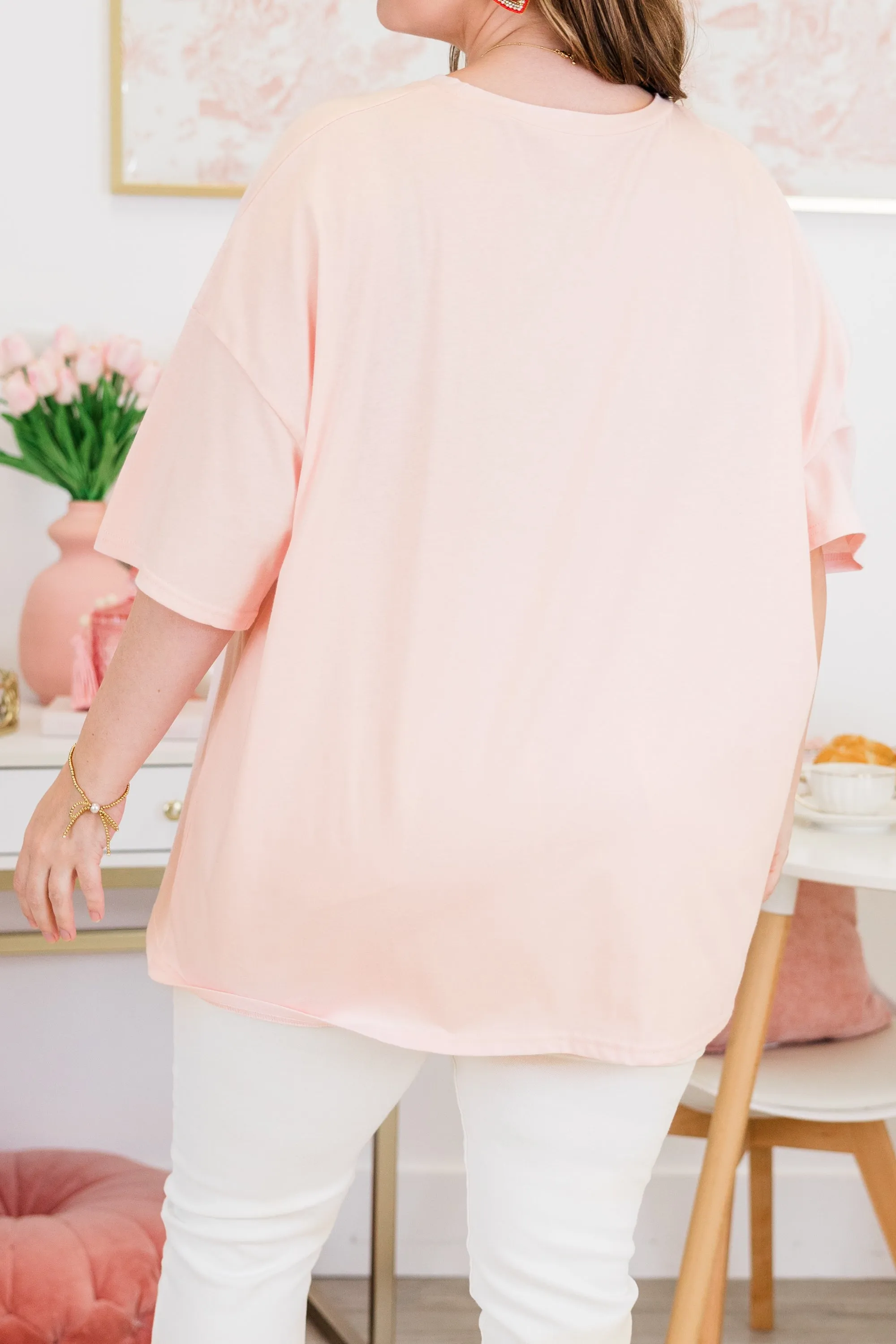 Heart Skips a Beat Boyfriend Tee, Cream Pink