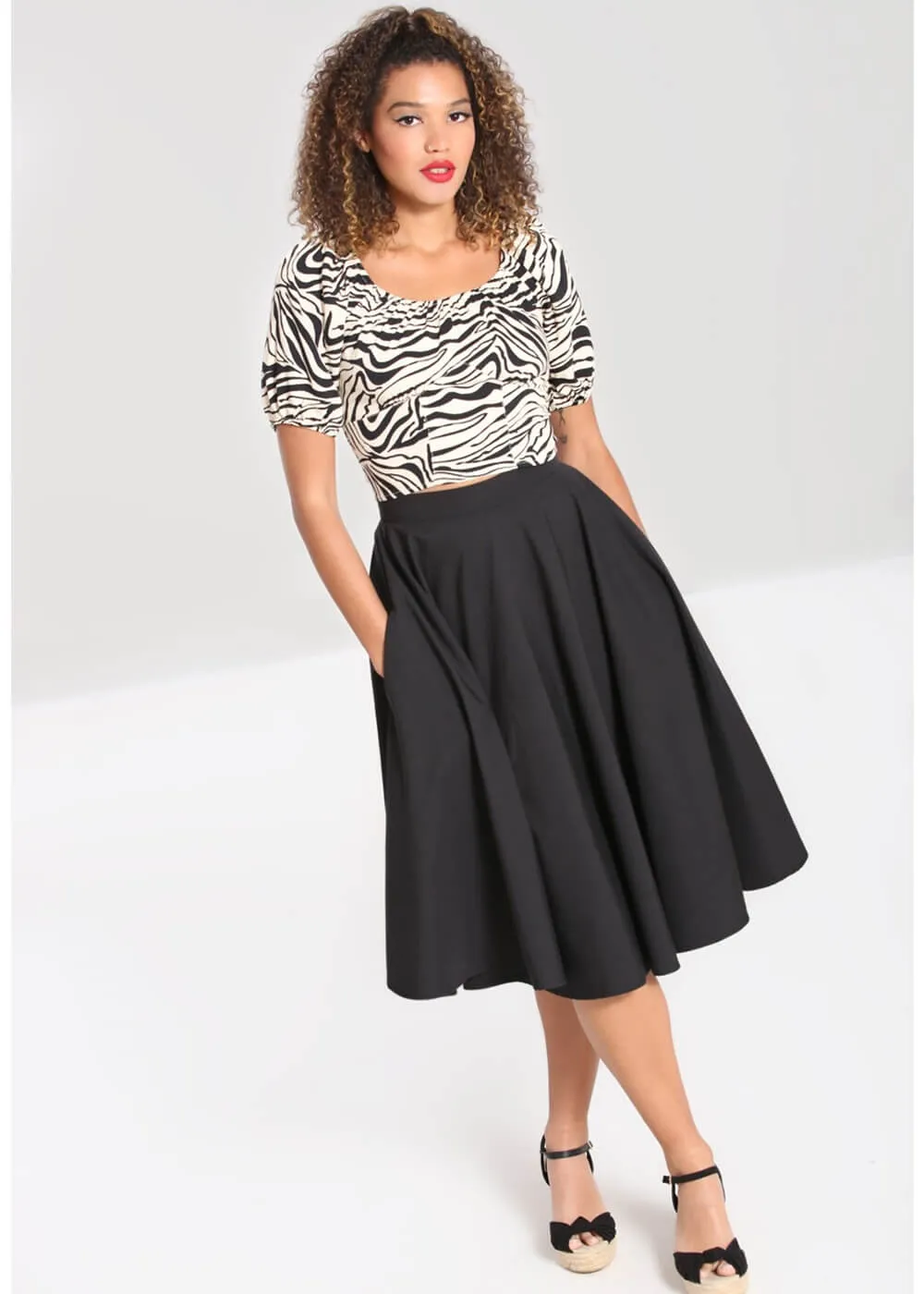 Hell Bunny Abi 50's Swing Skirt Black