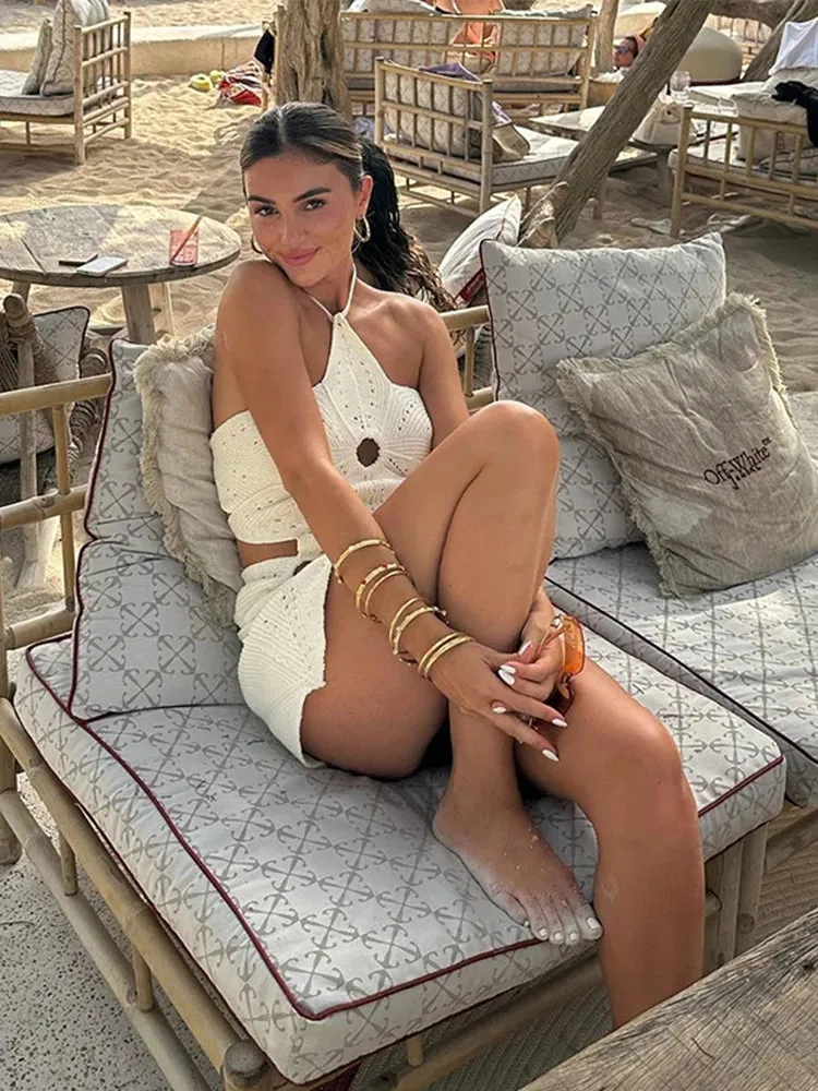 Hollowed-Out Flower Mini dress
