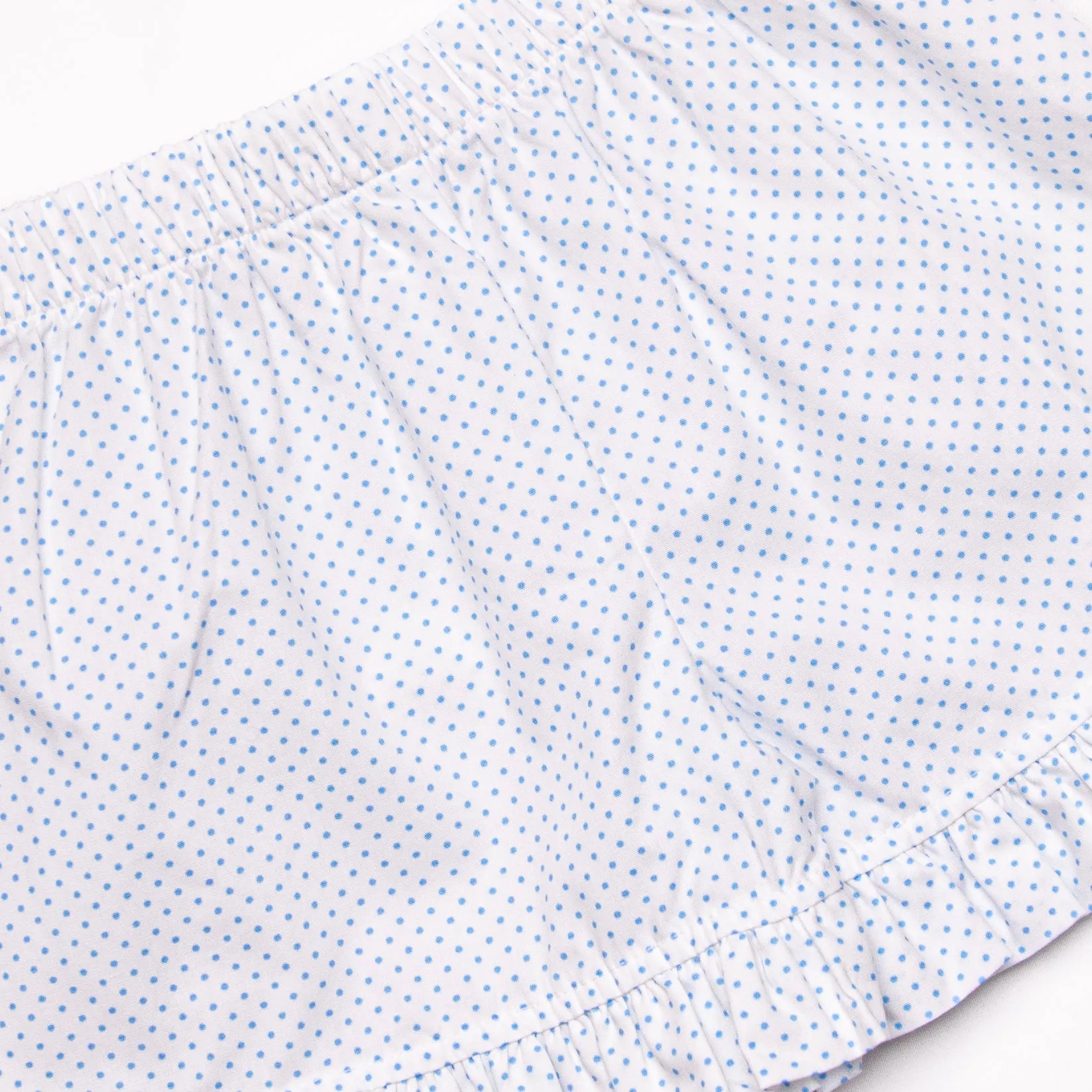 Homerun Hitter Smocked Ruffle Short Set, Blue Bitty Dot