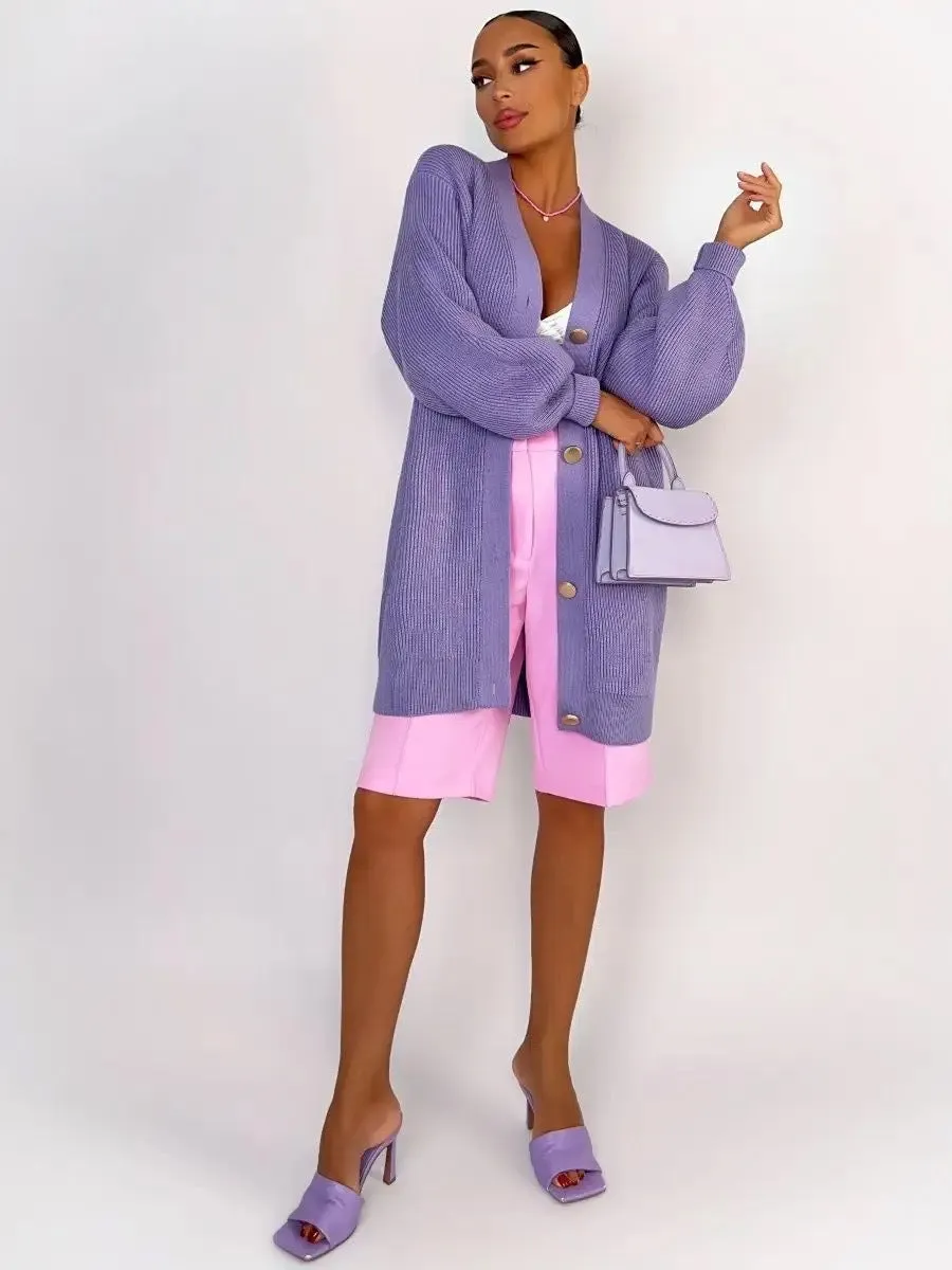 IONIA - Women's Oversized Knit Button Cardigan