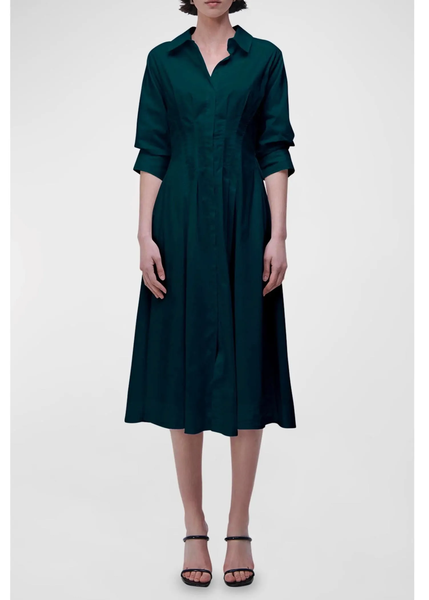Jazz Pintuck Midi Dress (Emerald)