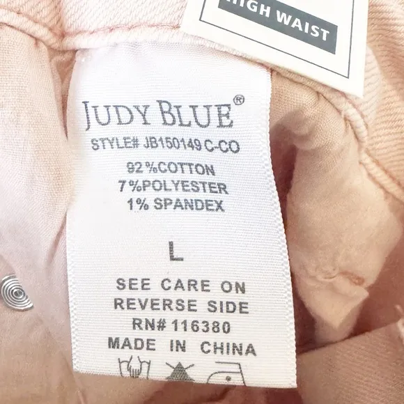 Judy Blue Light Pink Distressed Denim Shorts