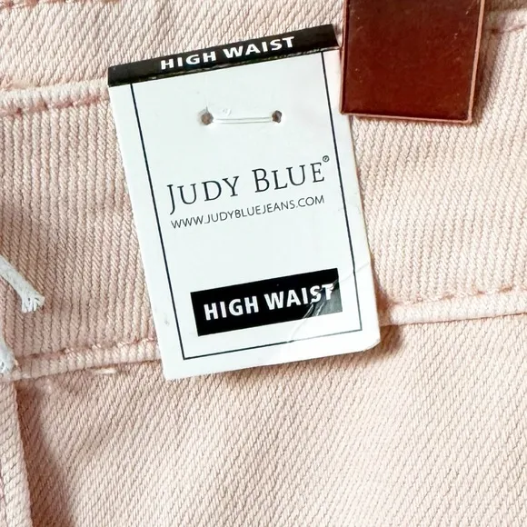 Judy Blue Light Pink Distressed Denim Shorts