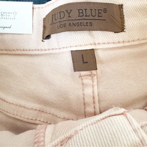 Judy Blue Light Pink Distressed Denim Shorts