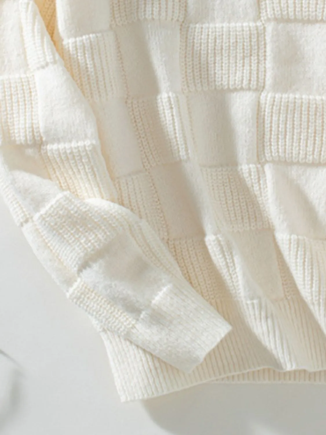 Kenny Checkered Round Neck Long Sleeve Sweater- Deal of the Day!