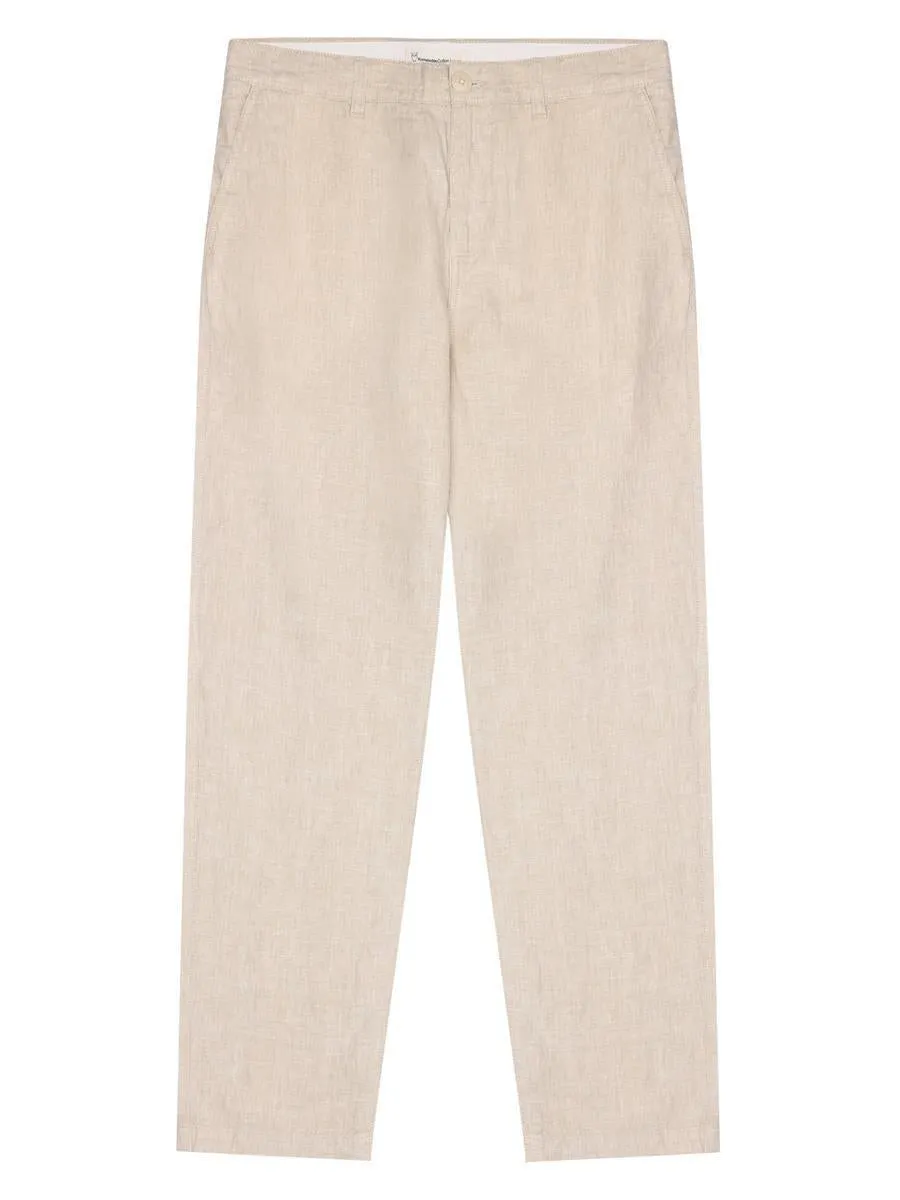 KNOWLEDGE COTTON APPAREL Chuck Regular Linen Pants yarndyed - light feather gray