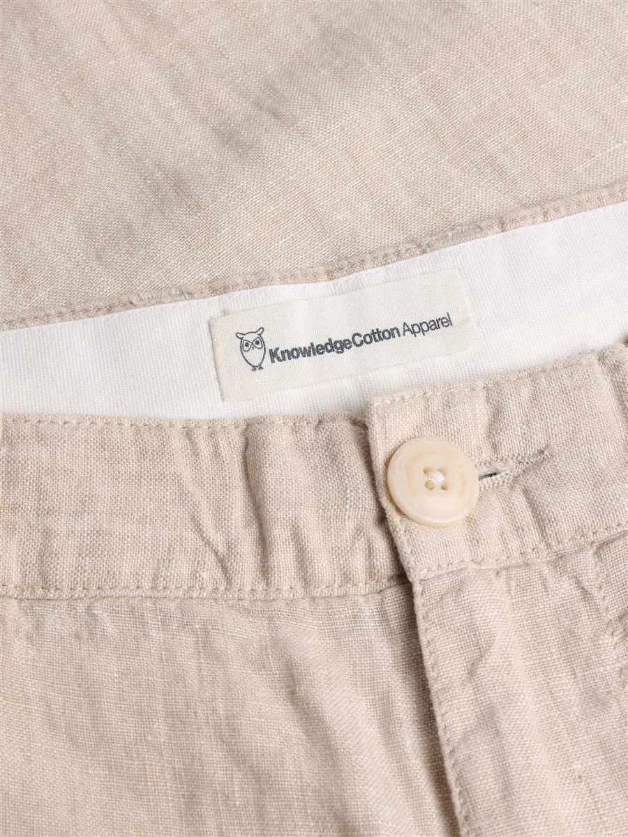 KNOWLEDGE COTTON APPAREL Chuck Regular Linen Pants yarndyed - light feather gray