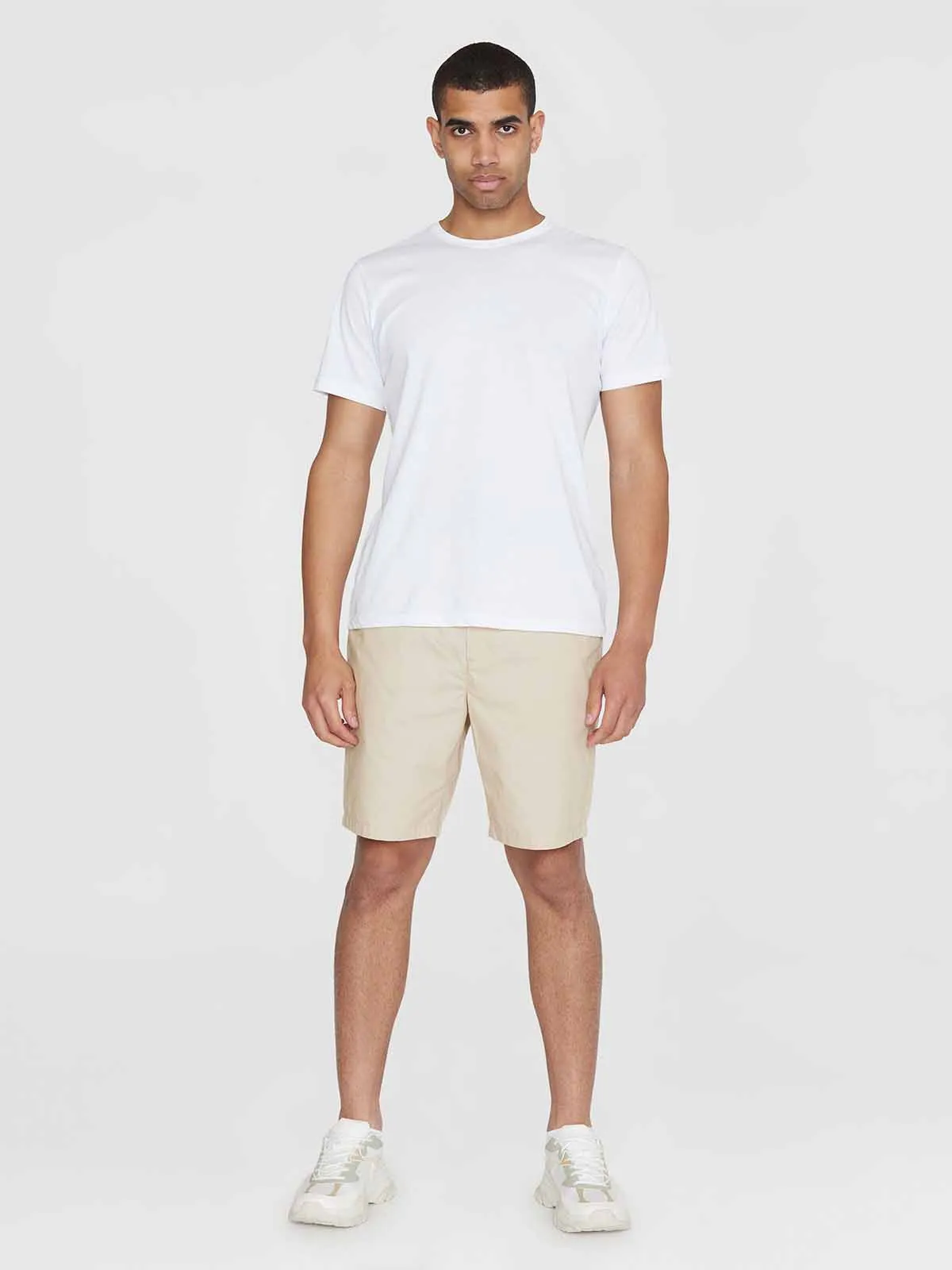 KNOWLEDGE COTTON APPAREL Fig Loose Poplin Elastic Waist String Shorts light feather gray