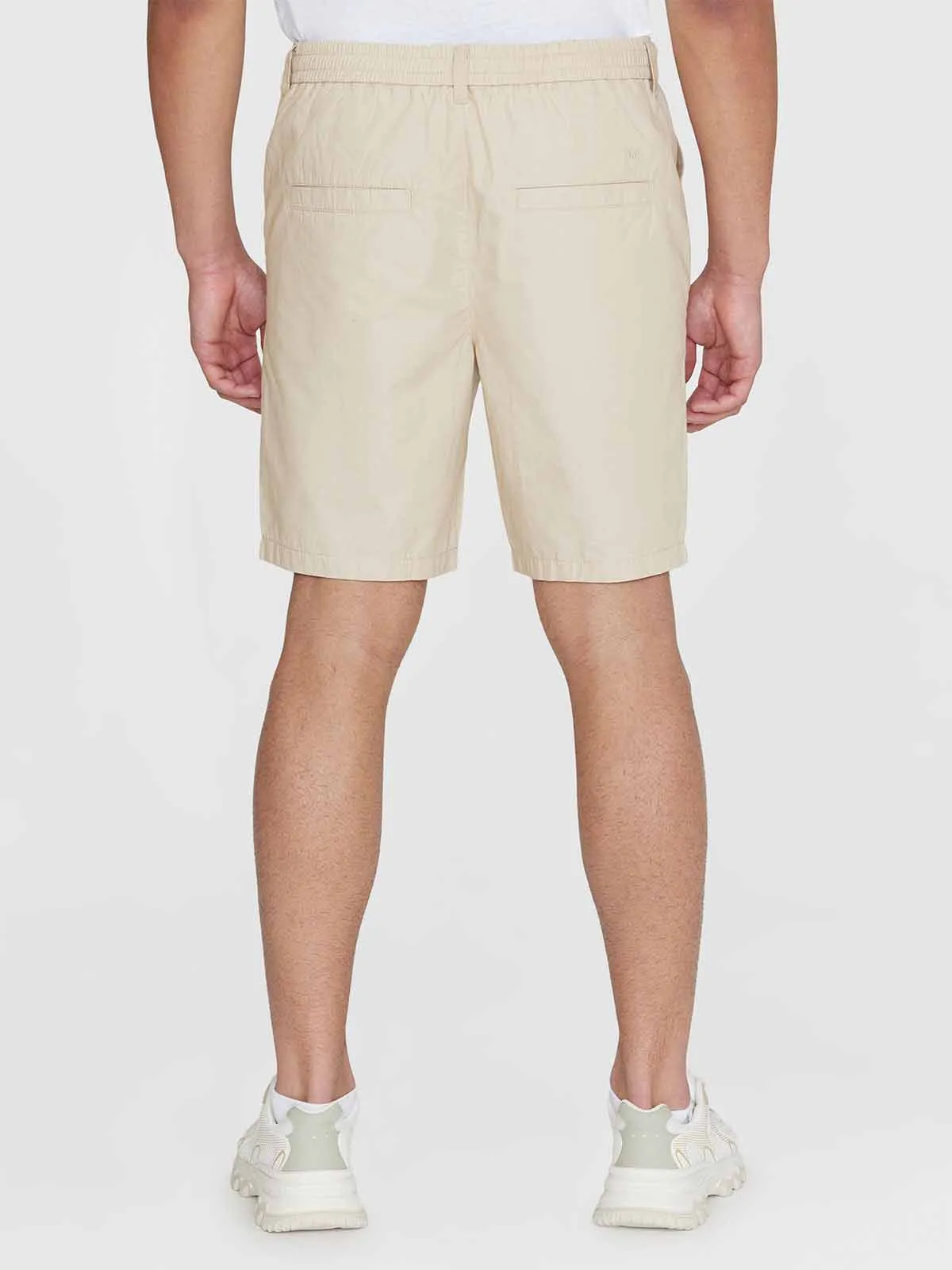 KNOWLEDGE COTTON APPAREL Fig Loose Poplin Elastic Waist String Shorts light feather gray