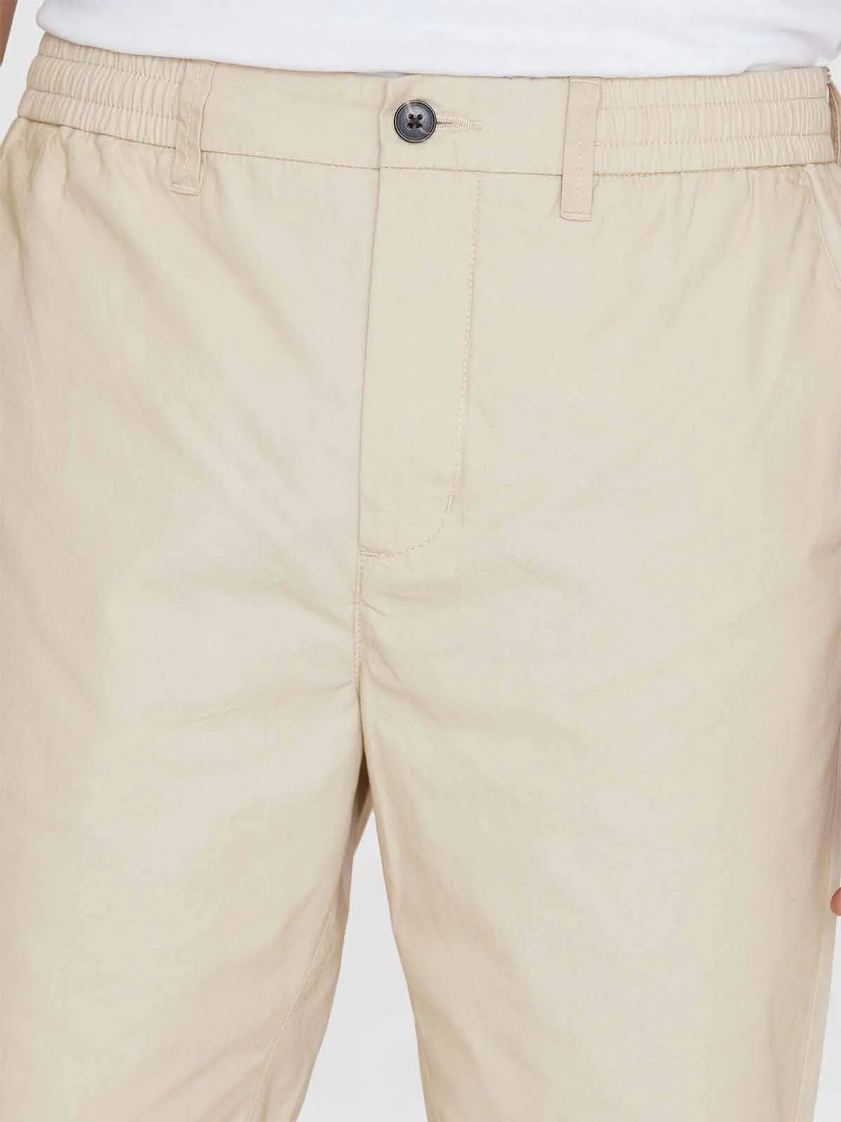 KNOWLEDGE COTTON APPAREL Fig Loose Poplin Elastic Waist String Shorts light feather gray