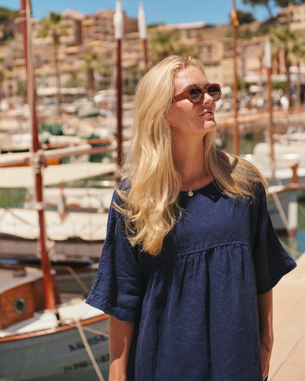 Kyoto - Linen Dress in Dark Blue