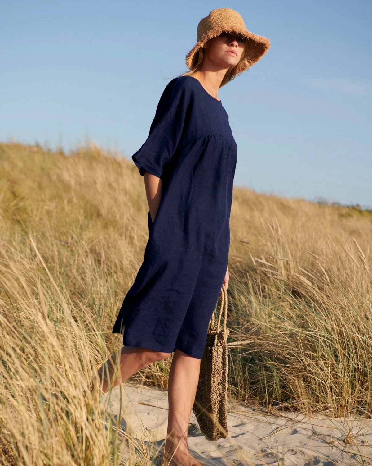Kyoto - Linen Dress in Dark Blue