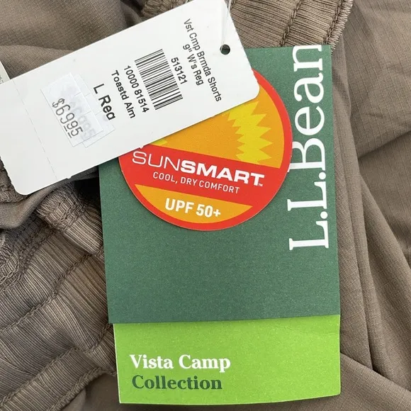 L. L. Bean Womens Vista Camp Shorts SunSmart UPF 50 Elastic Waistband Large