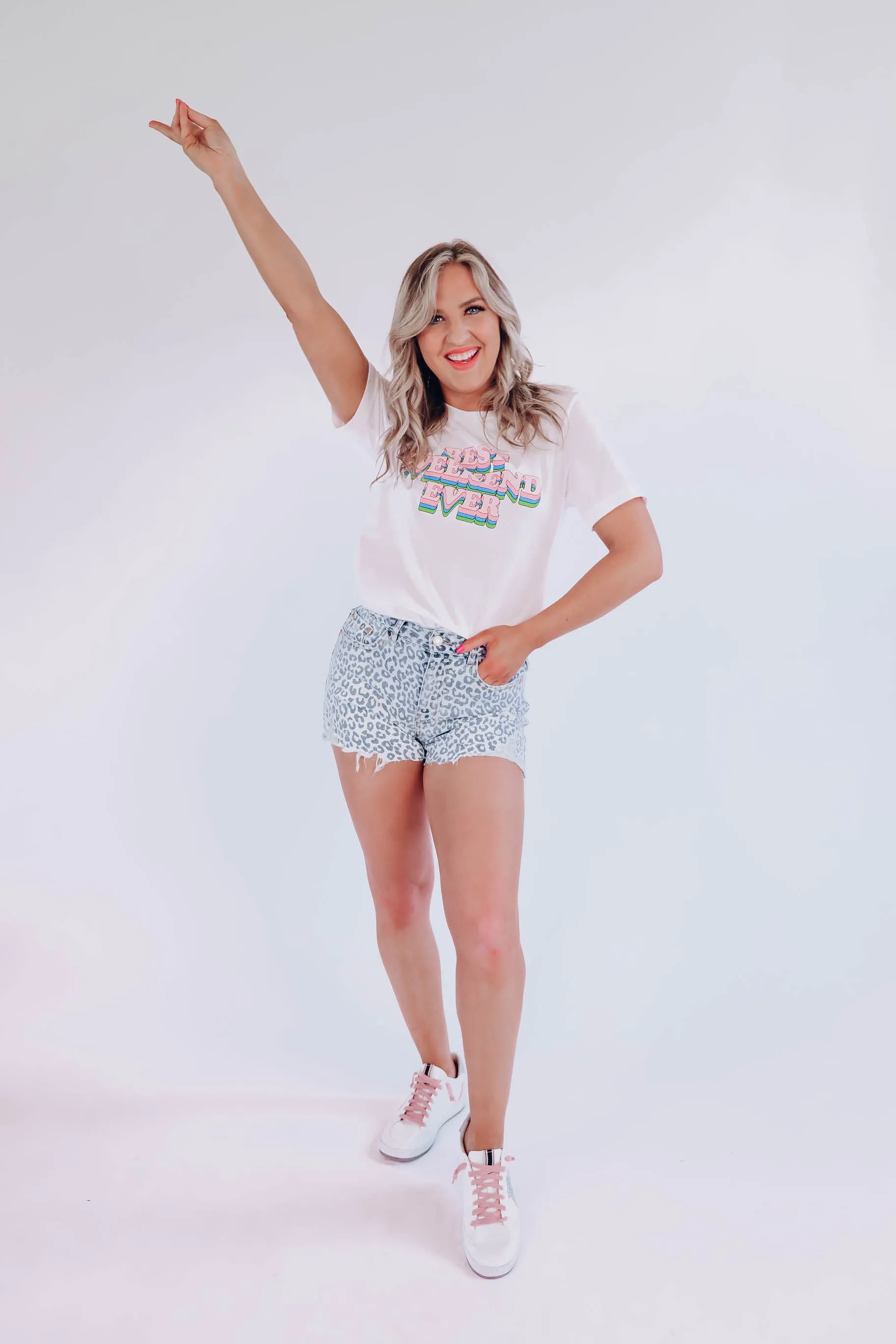 Layton Leopard Print Denim Shorts - Light