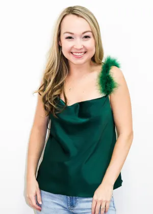 LBLOX Hunter Green Feather Strap Top