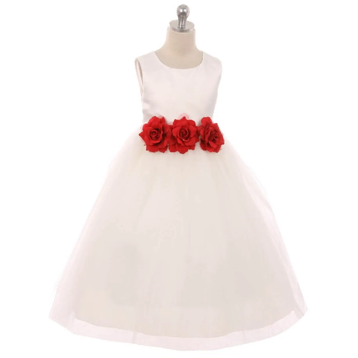 Leilani - Bridal Ivory or White - Burgundy Flowers