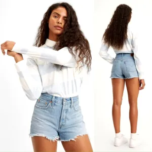 LEVI'S 501 High Rise Denim Shorts In Luxor Heat Light Wash 25.