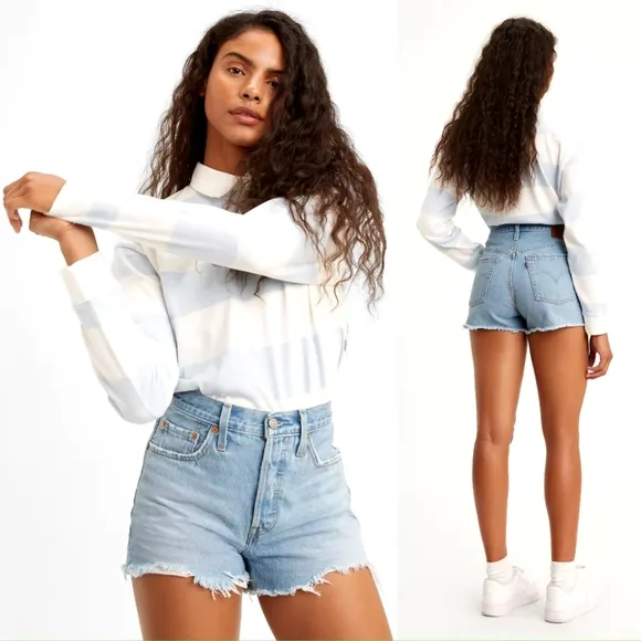 LEVI'S 501 High Rise Denim Shorts In Luxor Heat Light Wash 25.