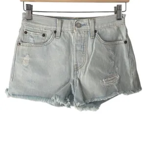 LEVI’S jean shorts frayed hem light blue distressed summer beach sz 25